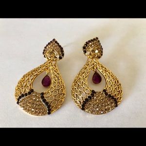 Gold with purple accent earrings